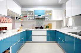 U Shaped Modern Kitchen By Homelane Blue Kitchen Designs Modern Cupboard Design Kitchen Design