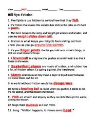 Bill Nye Friction Video Questions Bill Nye Science Guy Nursing Student Tips