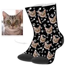 Cats, dogs, and humans are fine. Customized Cat Photo Socks Yourphotosocks