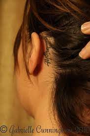 Goodnight Word Tattoo On Girl Left Behind The Ear Neck Tattoo One Word Tattoos Word Tattoos