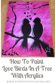Easy Bird Paintings On Canvas How To Paint Love Birds On Branch Bird Paintings On Canvas Bird Painting Diy Bird Painting Acrylic