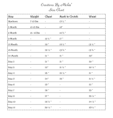 size chart creations by michie baby sewing size chart