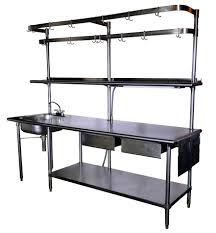 Really Cool Stainless Steel Prep Unit With Sink And Pot Hangers Industrial Kitchen Design White Modern Kitchen Kitchen Remodel Small