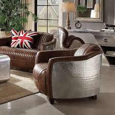 Acme Brancaster Chair Retro Brown Top Grain Leather Aluminum Walmart Com In 2021 Furniture Acme Furniture Upholstered Chairs