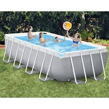 Intex 16 Ft X 8 Ft X 42 In D Rectangular Metal Frame Above Ground Pool 26791eh The Home Depot Rectangular Pool Above Ground Swimming Pools Intex Swimming Pool