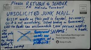 (a) option 1, the mail is disposed of; Angry Voter Protests With Marker On Gay Marriage Envelope Daily Mail Online