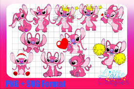 Angel Experiment 624 Lilo et Stitch SVG et PNG en couleur et contour noir  et blanc, y compris Pom-pom girl et Noël - Etsy France