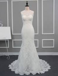 Ein geschlossener rücken in einem hochzeitskleid ist nicht nur für die bescheidene und traditionelle braut gedacht. Mermaid Armellos Pinsel Schleppe Spitze Offenen Rucken Hochzeitskleid Dresstells Com