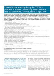 Must contain at least 4 different symbols; Pdf Excess All Cause Mortality During The Covid 19 Pandemic In Europe Preliminary Pooled Estimates From The Euromomo Network March To April 2020