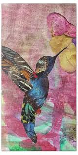 Butterfly Hummingbird Kid Collab Bath Towel by Ryan Smithson