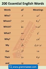 Basic English Vocabulary Words In Urdu 2000 Urdu Words In 2020 English Vocabulary Words Vocabulary Words English Vocabulary