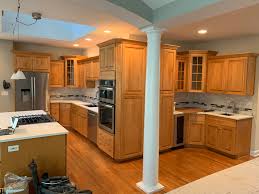 Navy blue & white transitional kitchen. Can Maple Cabinets Be Painted White D Franco Painting Wallpaper