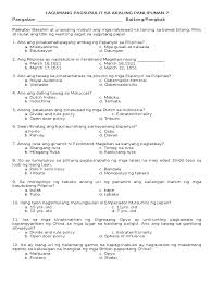Summative Test Docx Maraming bansa ang nakipag kalakal sa atin para sa tabako3. summative test docx