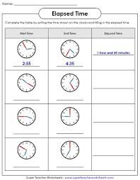 elapsed time worksheets math time worksheets