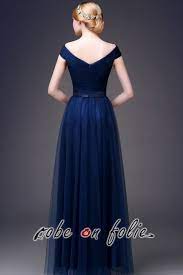 Tres Elegante Robe De Soiree Longue En Satin Et Tulle De Couleur Bleu Fonce Rds15 32 99 99 Robes De Gala Belle Robe De Soiree Robe Couleur