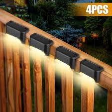 Eeekit 4pcs Led Solar Deck Lights Fence Post Solar Lights For Patio Pool Stairs Step And Pathway Weatherproof Led Deck Lights Auto On Off Solar Powered Outdoor Lights White Warm White Walmart Com