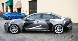 Oakesdetail Com Services Vinyl Wrap 2013 Audi S6 In Metallic Black Wrapped In Matte Gray And Custom Digital Snow Camo Wra Camo Wraps Vinyl Wrap Camo Truck