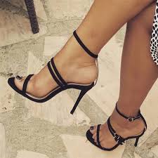 Black Ankle Strap Sandals Heels Black Ankle Strap Sandals Suede Buckle Stiletto Heel Shoes In 2020 Perfect Sandals Heels Black Stiletto Heels