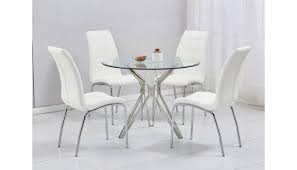 salerno round glass top modern table set