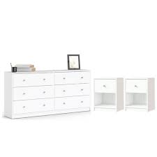Our high quality chests and dressers in white color will perfectly complement your home interior. 3 Piece Dresser And Nightstand Bedroom Set In White 2134881 Pkg