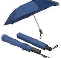 Navy Blue Vented Auto Open Folding Umbrella