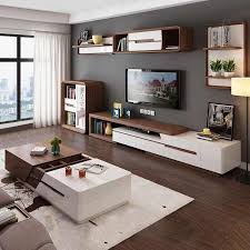 Modern Minimalist White Painted Coffee Table Tv Cabinet Combination Fashion Wood Grain Stretchable Living Room Coffee Table Coffee Tables Aliexpress In 2020 Living Room Stands Living Room Tv Unit Designs Living