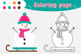 We have a growing collection of snowman colouring pages and colouring cards, ready to enjoy this christmas or winter. Snowman In Cartoon Style Christmas Coloring Page Education Royalty Free Cliparts Vectors And Stock Illustration Image 147467001
