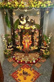 Maybe you would like to learn more about one of these? Pin By Sujatha On Diya Flower Decorations Janmashtami Decoration Goddess Decor Pooja Room Design