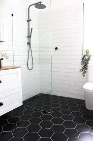Black Hexagon Floor Small Bathroom Small Hexagon Tile Bathroom Small Ensuite Bathroom Ideas