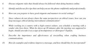The legal profession is not a business but a profession created by state for public good. Solved 4 Discuss Etiquette Rules That Should Always Be Fo Chegg Com