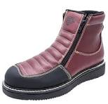 Botines de Trabajo Doble Zipper Color Vino con Suela Mil Rayas