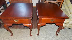 23.25 height x 28.25 length x 28.25 depth. Pair Of Solid Cherry Mid Century End Tables Side Tables By Broyhill T923 Ebay