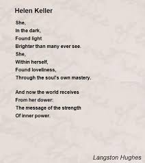 Helen Keller Poem By Langston Hughes Poem Hunter Langston Hughes Poems Poems Helen Keller