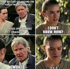 Han Solo Joke To Rey About Luke Skywalker On Endor From Star Wars Star Wars Humor Funny Star Wars Memes Star Wars Memes