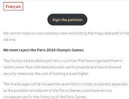 Maybe you would like to learn more about one of these? Opposition Group Petitions French Government To Cancel Paris 2024 Olympics