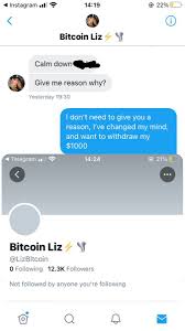 Bitcoin, ethereum and other altcoin all together crypto market is crashed with series of fud news that surrounded. Bitcoin Liz On Twitter I Am Furious This Scam Account Pretending To Be Me Has Been Getting People To Send Them Money Please Go And Report So More People Don T Fall