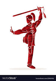 Woman With Sword Action Kung Fu Pose Graphic Vector Image Spon Action Kung Woman Sword Ad Tai Chi Martial Arts Kung Fu