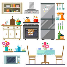 Home Furniture Kitchen Interior Design Set Of Elements Vector Flat Illustratio Sponsored In Kitchen Interior Living Room Clipart Interior Design Kitchen