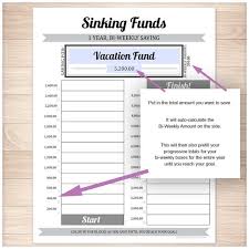 printable sinking funds saving chart 1 year bi weekly saving color in the progress bar every 2 weeks as you save instant download