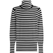 Black And White Striped Turtleneck Sweater Steffen Schraut Striped Knit Pullover 159 Liked On Polyvore Featuring Tops Sweaters Str With Images Black Striped Shirt Striped Turtleneck Outfit Striped Turtleneck