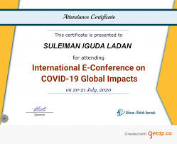 Bonnie silva & randy kuykendall. Pdf Certificate Of Attendance For International E Conference On Covid 19 Global Impacts Suleiman Iguda Ladan