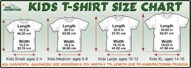 Kids T Shirt Size Chart