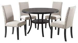 This style of dining room table is slightly more modern and nontraditional than round or rectangular. 5 Piece Darlington Antique Black Round Dinette Set Transitional Dining Sets By Furniture Import Export Inc Houzz