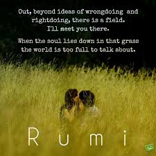 Out Beyond Ideas Of Wrongdoing And Rightdoing There Is A Field I Ll Meet You There When The Soul Lies Down In That G Rumi Love Quotes Rumi Quotes Rumi Love