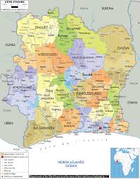 Fixed platforms, floating production systems and pipelines, and highlights how they will tie into existing infrastructure. Detailed Political Map Of Ivory Coast Ezilon Maps