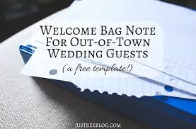 Does anyone have a good template that they could email to me? Wedding Wednesday Welcome Bag Note For Out Of Town Guests