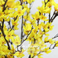 lamome单枝仿真花 黄色迎春花跳舞兰大枝落地花家居样板房绢花 plants flowers