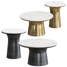 Key details for set pictured, select 1 side table and 1 coffee table. West Elm Marble Topped Pedestal Coffee Table 3d Model Max Fbx