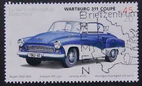 Wartburg 311 Coupe Classic Car Germany Handmade Framed Postage Stamp Art 6846 Postage Stamp Art Vintage Postage Vintage Postage Stamps
