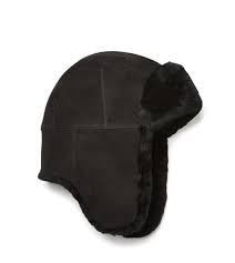 Ugg Men S Sheepskin Trapper Hat In Black Size S M Mens Uggs Hats For Men Sheepskin